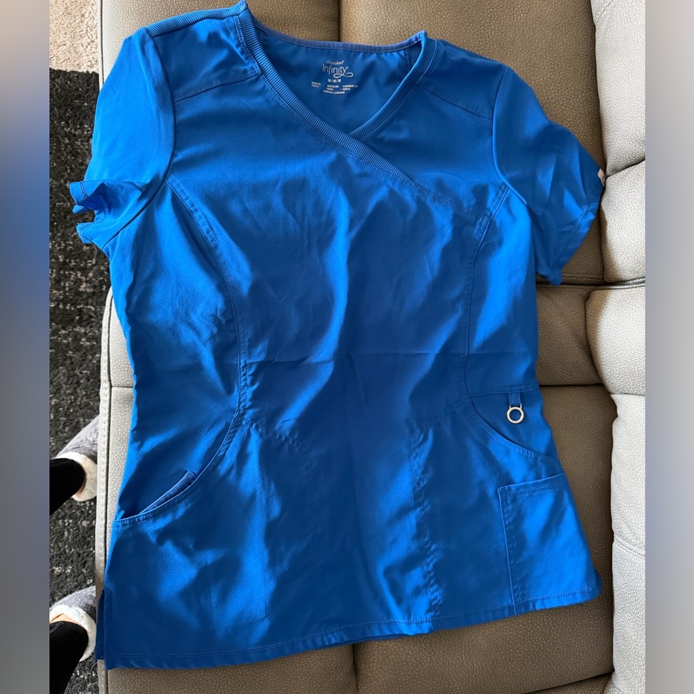 Blue Women's V-Neck Cherokee Infinity Scrub Set